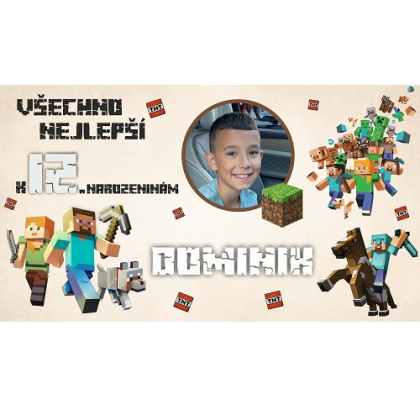 Narozeninový banner Minecraft 110x60 cm 