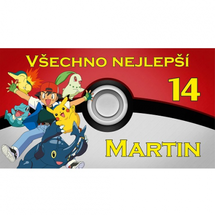 Narozeninový banner Pokémon 110x60 cm