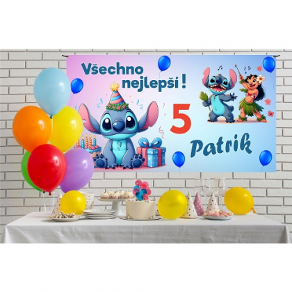 Narozeninový banner Stitch 110x60 cm
