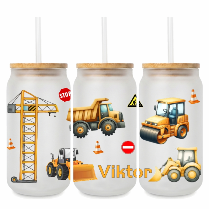 Pohár so slamkou Stavenisko s menom