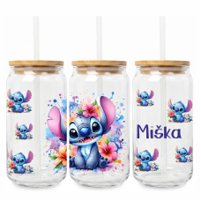 Pohár so slamkou Stitch s menom