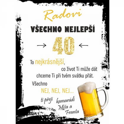 Tabuľka k Narodeninám pre muža pivo