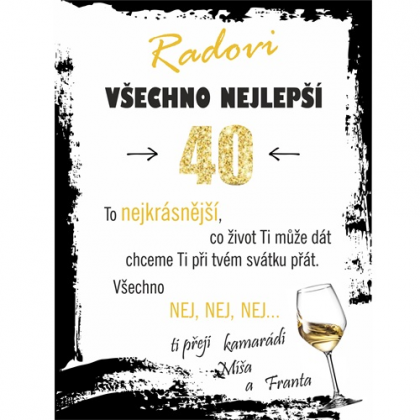 Tabulka k Narozeninám pro muže víno