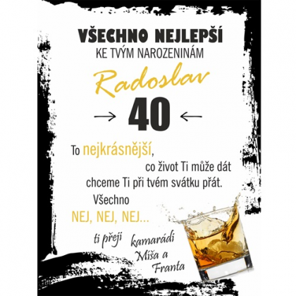 Tabuľka k Narodeninám pre muža whiskey