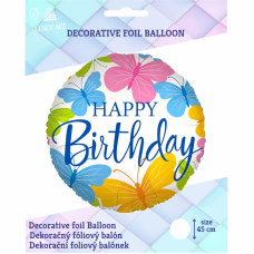 Balón Happy Birthday Motýle