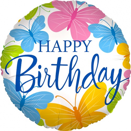 Balón Happy Birthday Motýle