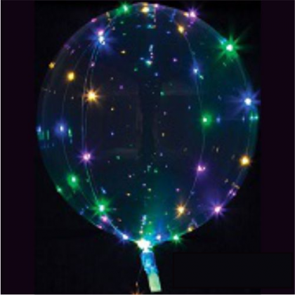 Svietiaci balón priehľadný s farebným svetlom