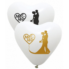 Balóny svadobné Mr & Ms srdce biele