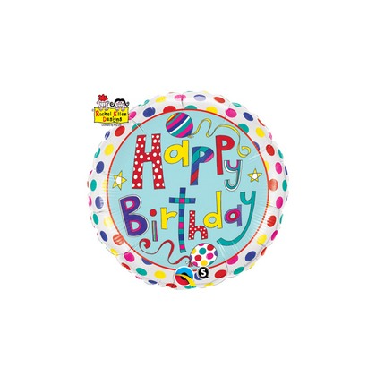 Balón Happy Birthday bodky / Polka Dots & Stripes