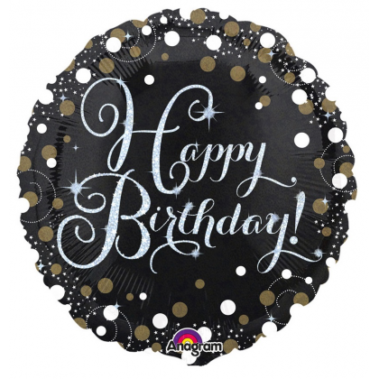 Balón Happy Birthday bodky