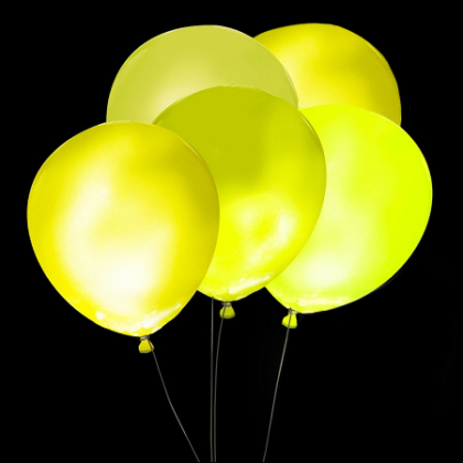 Svietiace balóny ŽLTÉ s bielym LED svetlom 5 ks