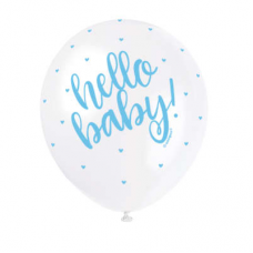 Priehľadné balóny Hello Baby Modré 5 ks