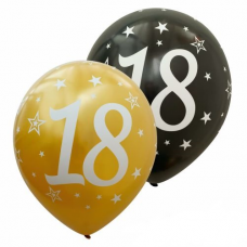 Balóny číslo 18 zlaté + čierne metalické