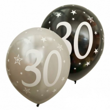Balóny metalické číslo 30 strieborné + čierne
