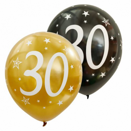 Balóny metalické číslo 30 zlaté + čierne