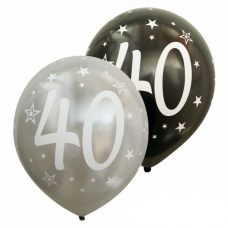 Balóny metalické číslo 40 strieborné + černé