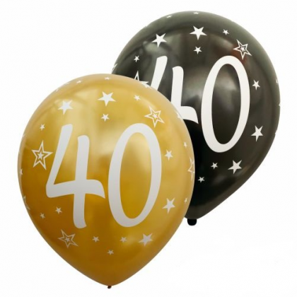 Balóny číslo 40 zlaté + čierne metalické