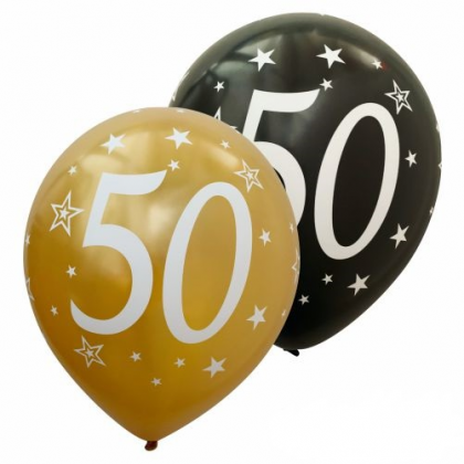 Balóny číslo 50 zlaté + čierne metalické