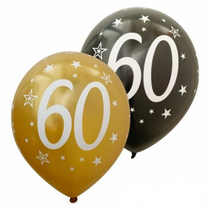 Balóny číslo 60 zlaté + čierne metalické