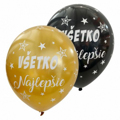 Balóny Všetko najlepšie zlaté + čierne