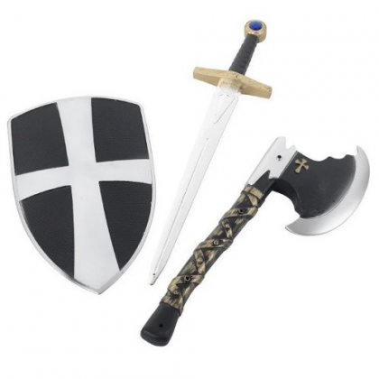 Sada pre rytiera meč, štít sekera