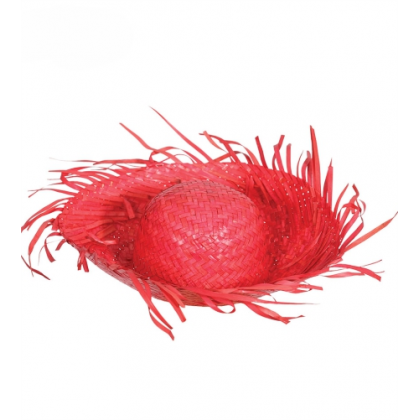 Slamený klobúk červený