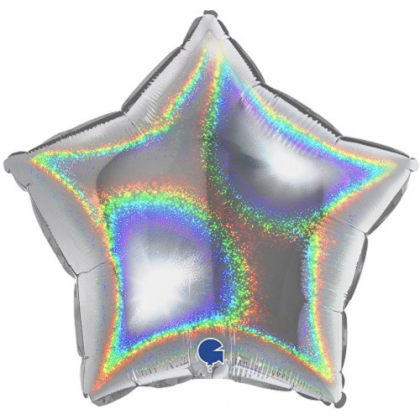 Balón Hviezda Strieborná hologr. 90 cm
