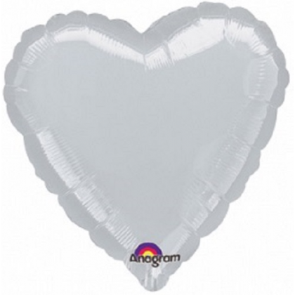 Balón Srdce 45 cm strieborné