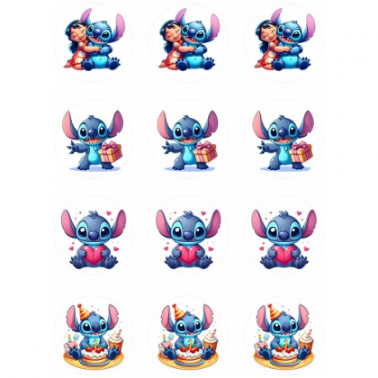 Jedlé obrázky Stitch 12 ks /5,4 cm/Jedlé obrázky Stitch 12 ks /5,4 cm/