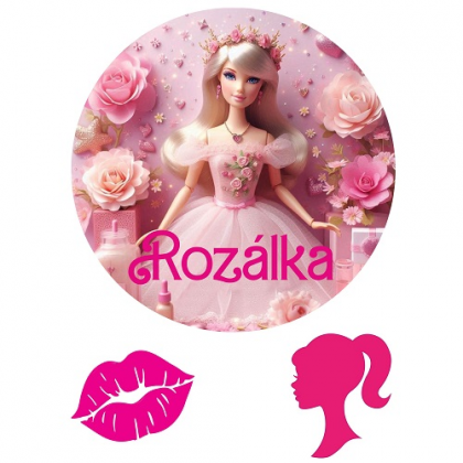 Jedlá oplátka bábika "Barbie" s menom