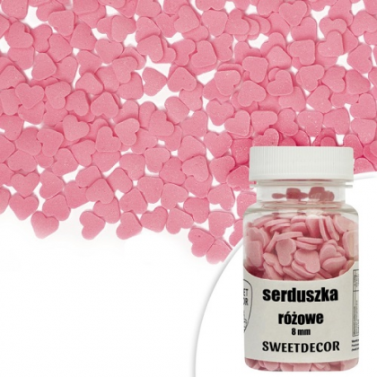 Cukrová dekorácia srdiečka ružové 30g
