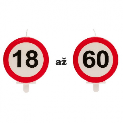 Sviečka s číslom Dopravná značka