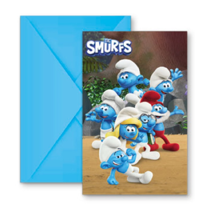 Pozvánky Šmolkovia 6 ks