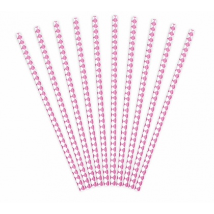 Papierové slamky ružové Pika /10ks/