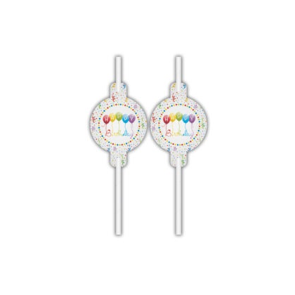 Papierové slamky Happy Birthday