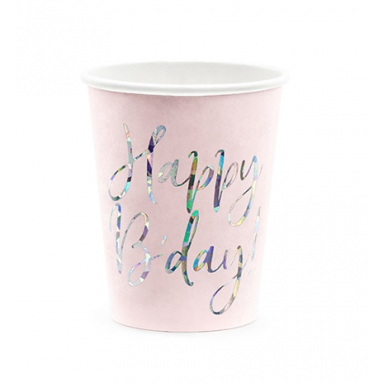 Poháre Happy Birthday ružové