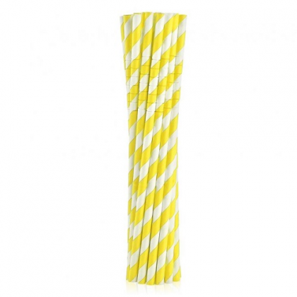 Papierové slamky žlté Pásiky /10ks/