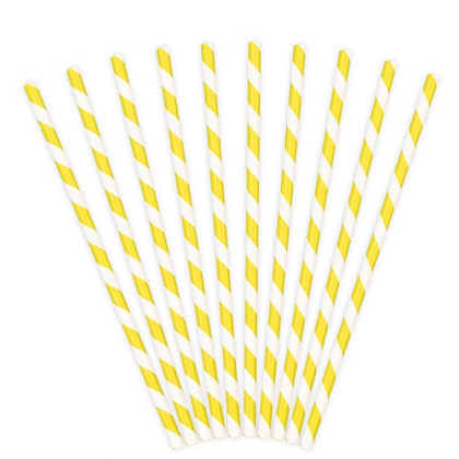 Papierové slamky žlté Pásiky /10ks/