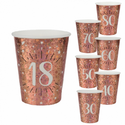 Poháre na narodeniny rose gold 10 ks