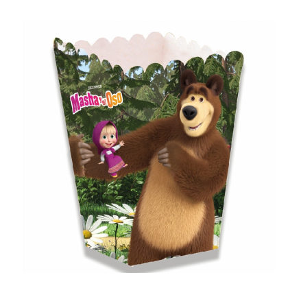 Krabička na popcorn Máša a medveď 12 ks