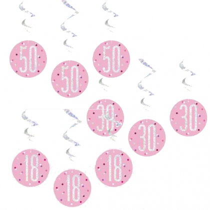 Špirála ružová s číslom /6ks/