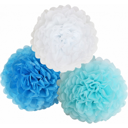 Pom pom modrý mix brmbolec 3 ks