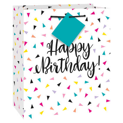 Darčeková taška Happy Birthday trojuhoľníky