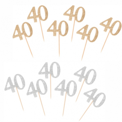 Ozdoba na tortu/muffiny číslo 40 6ks