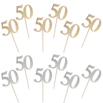 Ozdoba na tortu/muffiny číslo 50 6ks