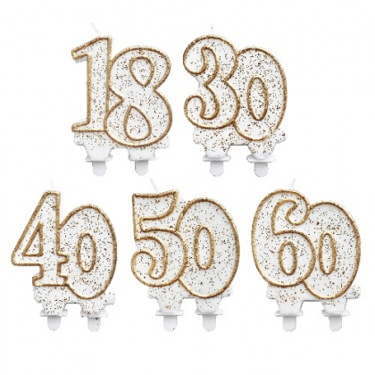 Tortová sviečka trblietavá zlatá