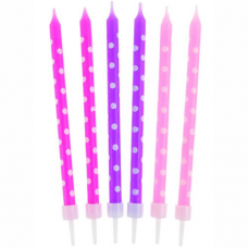 Narodeninové sviečky bodky ružovo-fialové