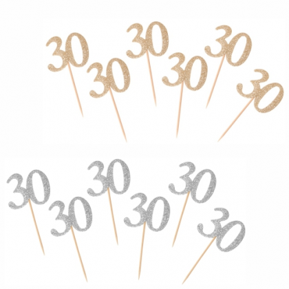 Ozdoba na tortu/muffiny číslo 30 6ks