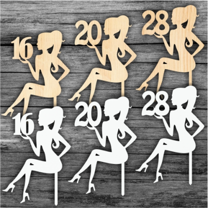 Tortový zápich Slečna / pani s číslom