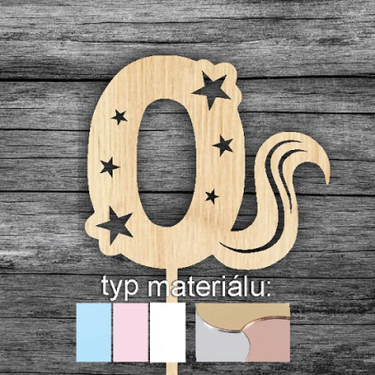 Tortový zápich Číslo 0 Jednorožec